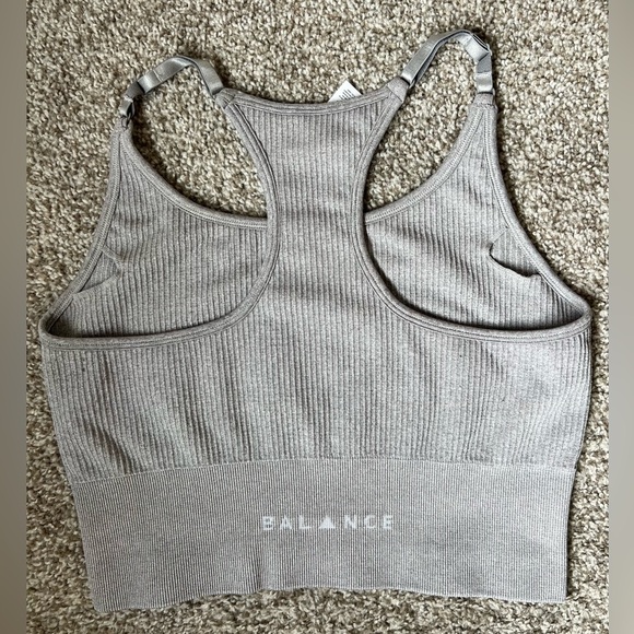 Balance Athletica / Vitality Gray Long Line Ribbed Sports Bra - Picture 2 of 2